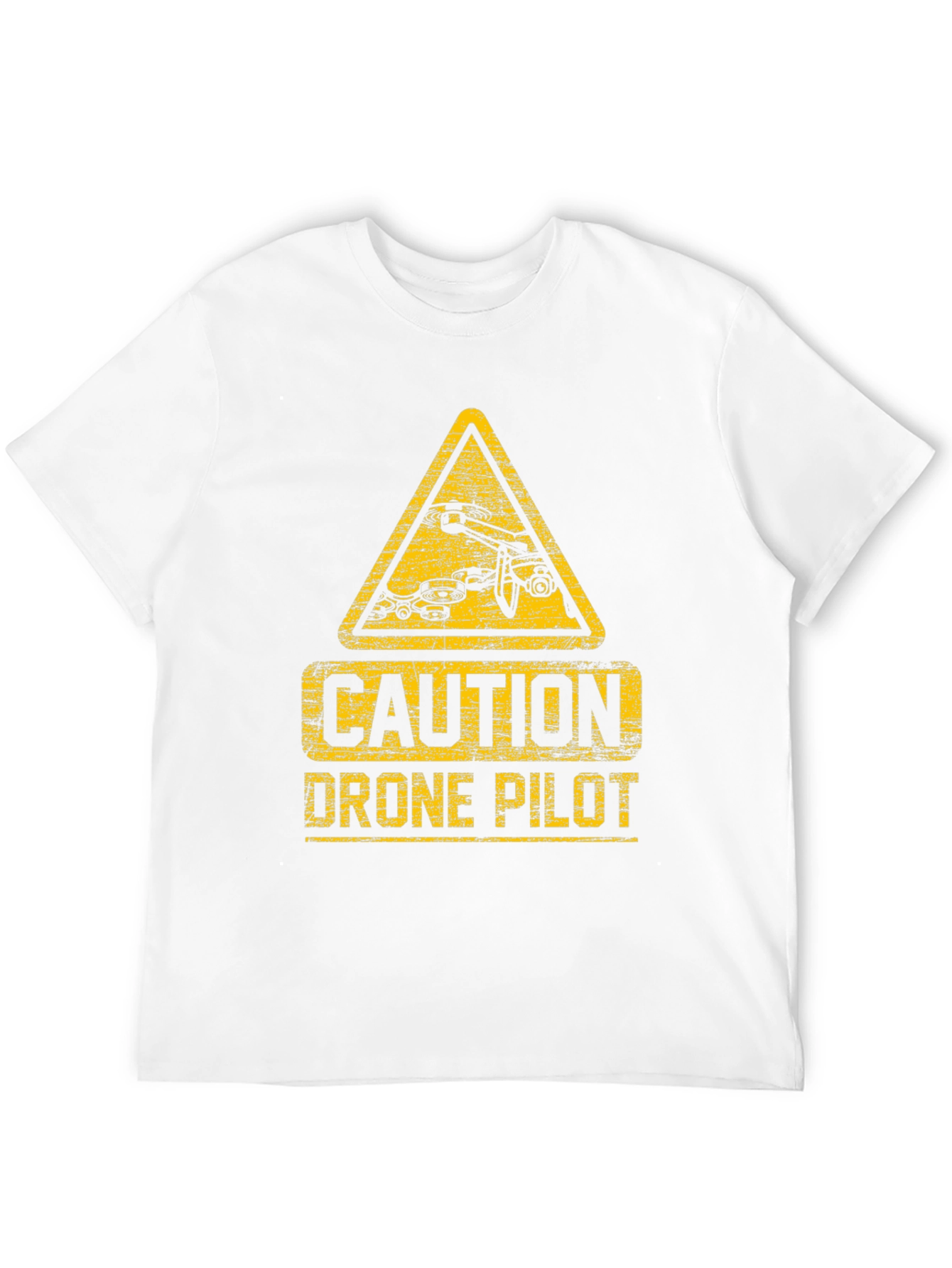 Caution Drone Pilot T-Shirt - Black Crew Neck
