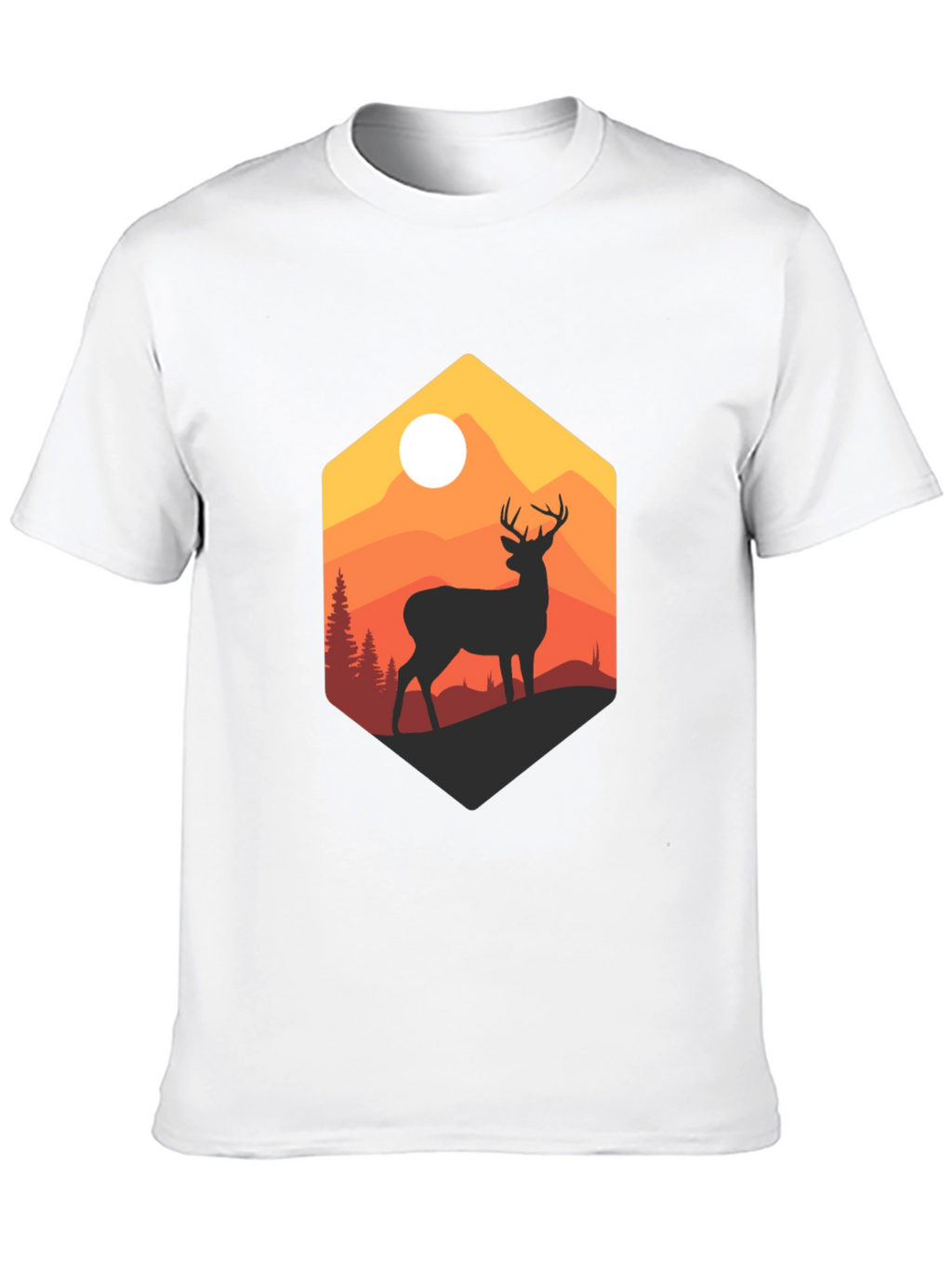Mens Black Deer Mountain Graphic T-Shirt