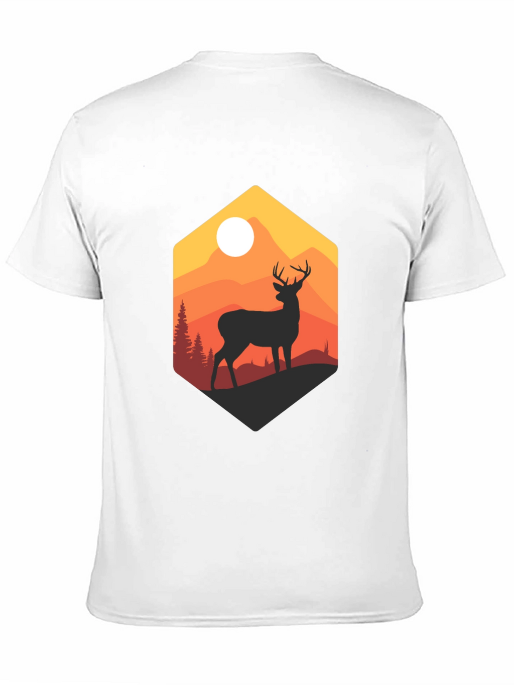 Mens Black Deer Mountain Graphic T-Shirt