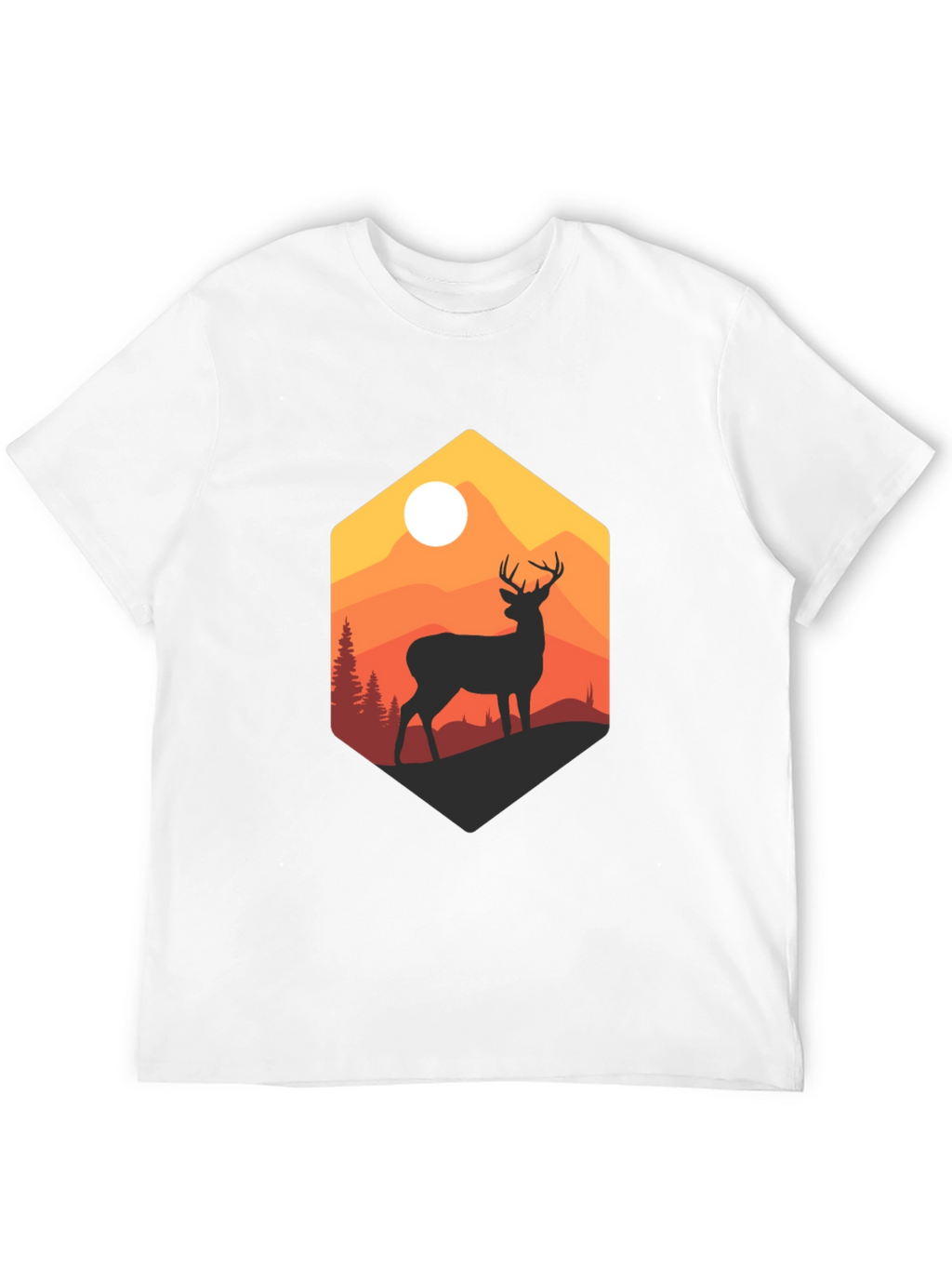 Mens Black Deer Mountain Graphic T-Shirt