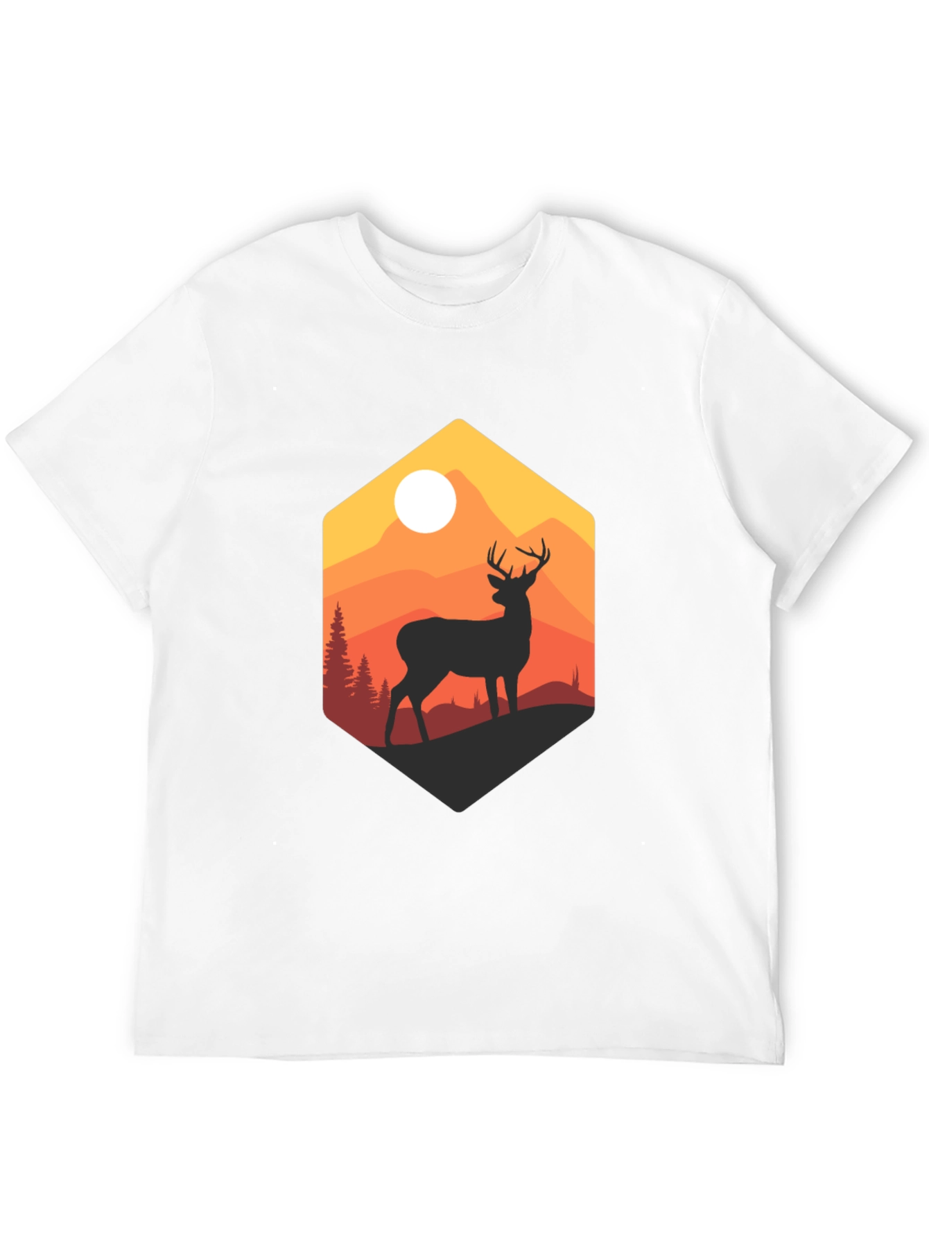 Mens Black Deer Mountain Graphic T-Shirt