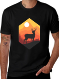 Mens Black Deer Mountain Graphic T-Shirt