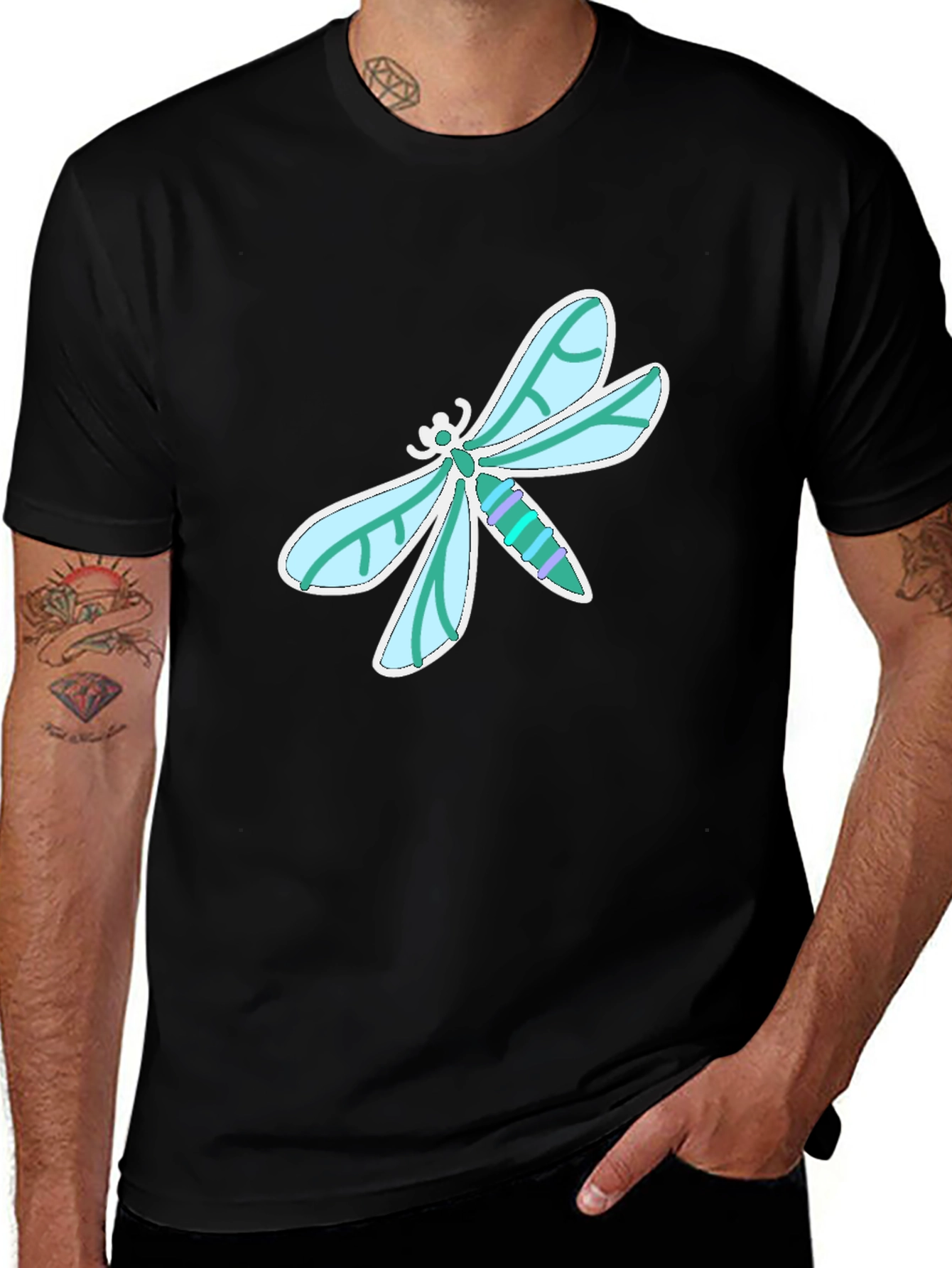 Dragonfly Graphic Tee - Stylish Black Cotton T-Shirt