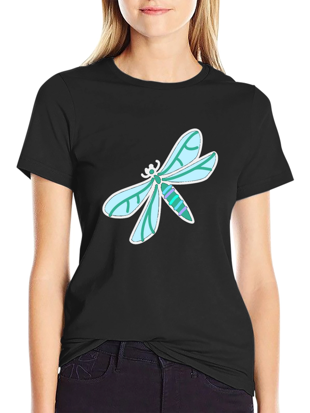 Dragonfly Graphic Tee - Stylish Black Cotton T-Shirt
