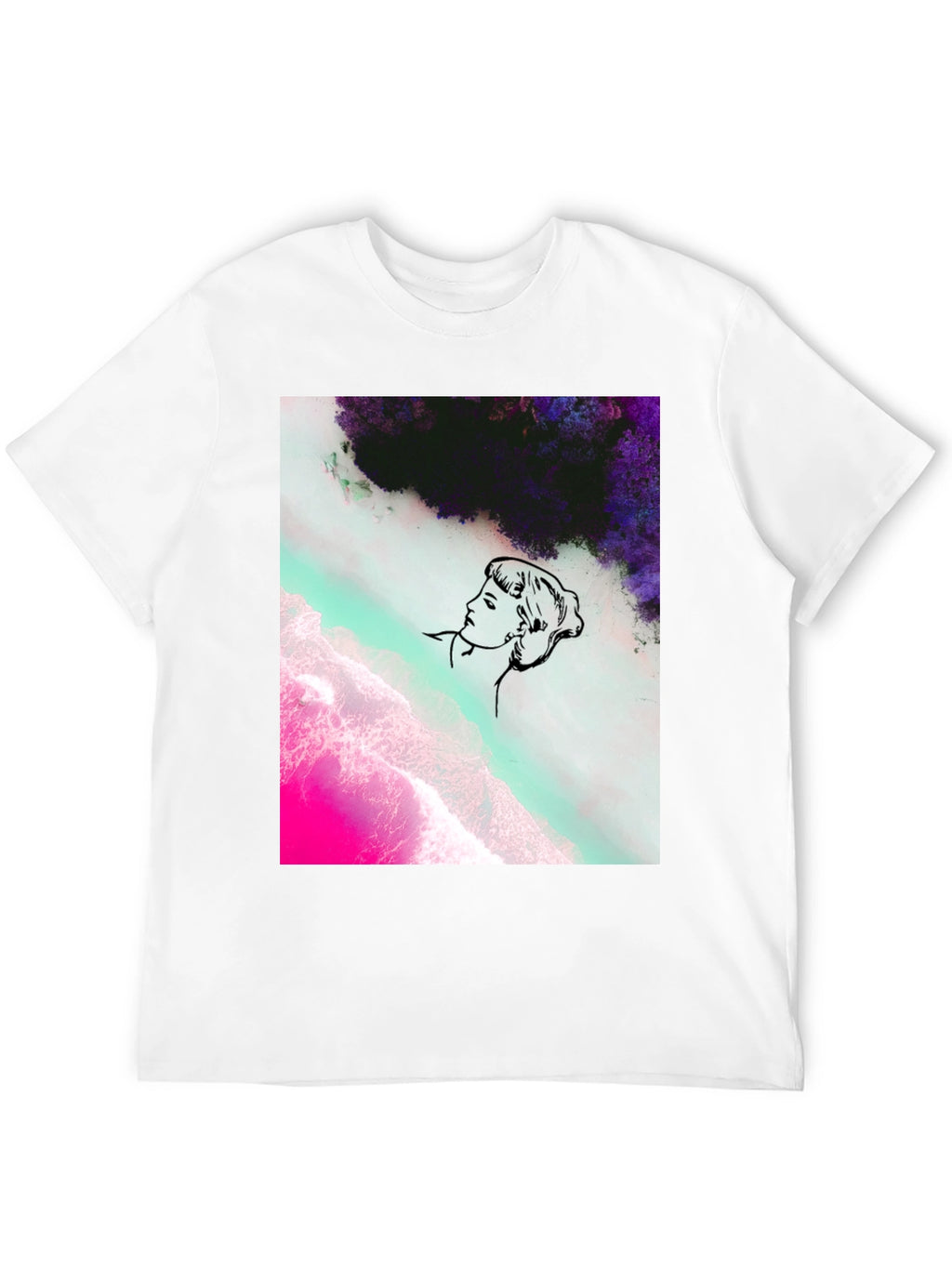 Abstract Graphic Print Mens Black Tee