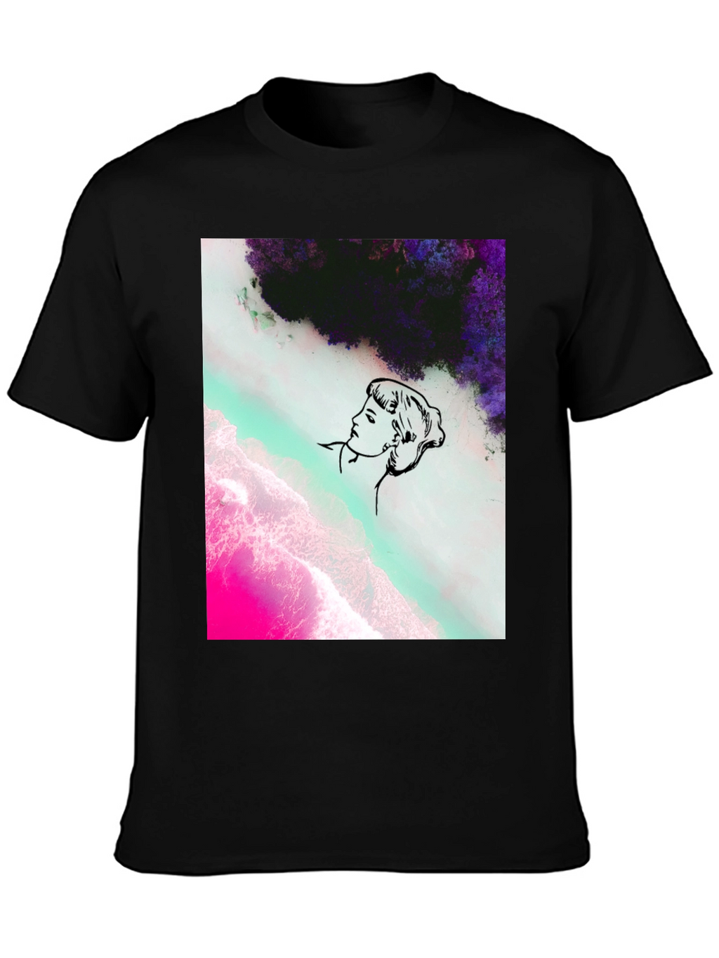 Abstract Graphic Print Mens Black Tee