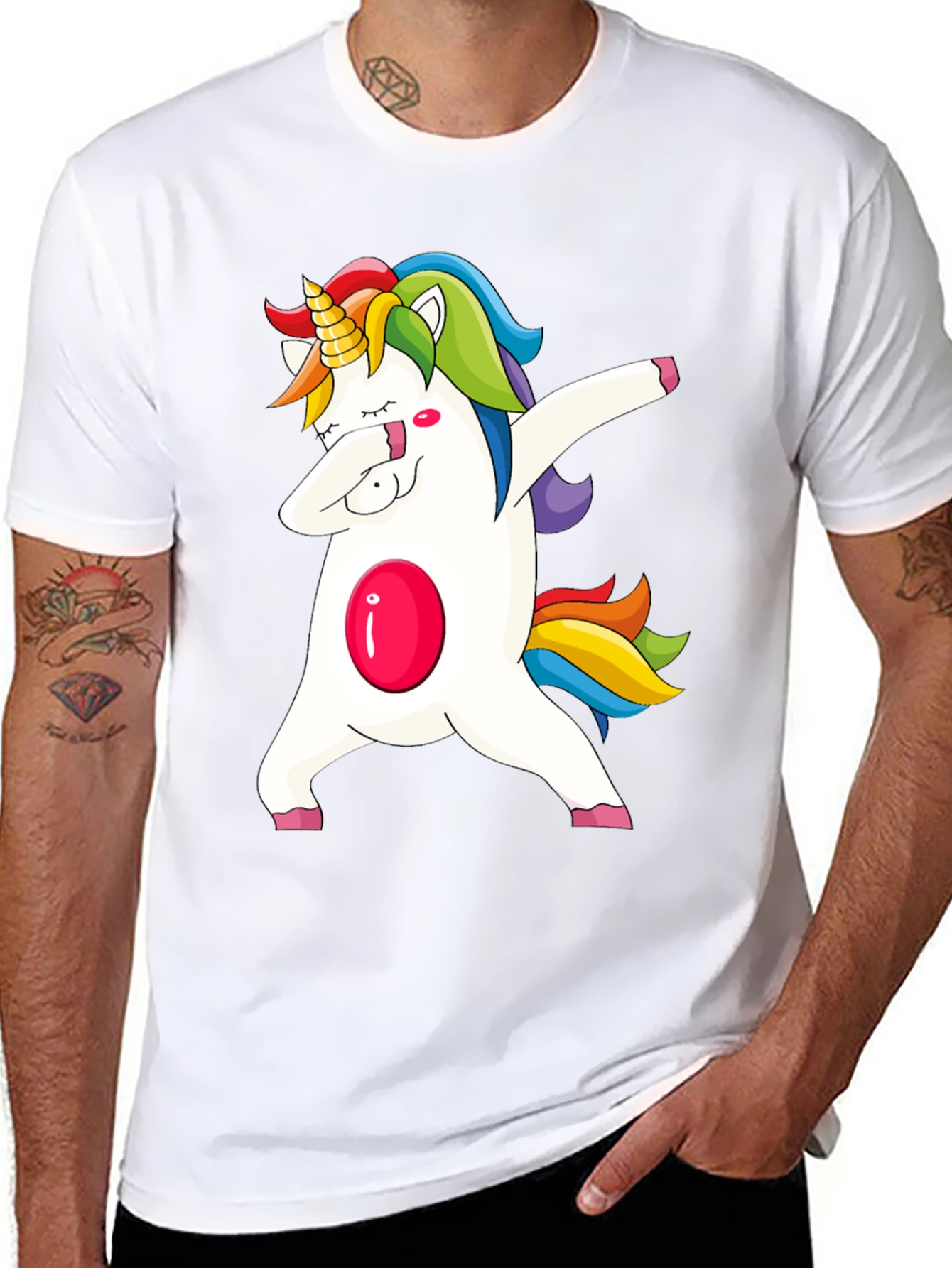 Unicorn Dabbing Graphic Tee - Fun & Stylish Black T-Shirt