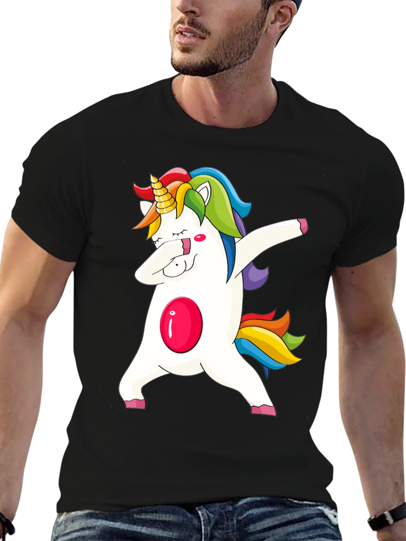 Unicorn Dabbing Graphic Tee - Fun & Stylish Black T-Shirt