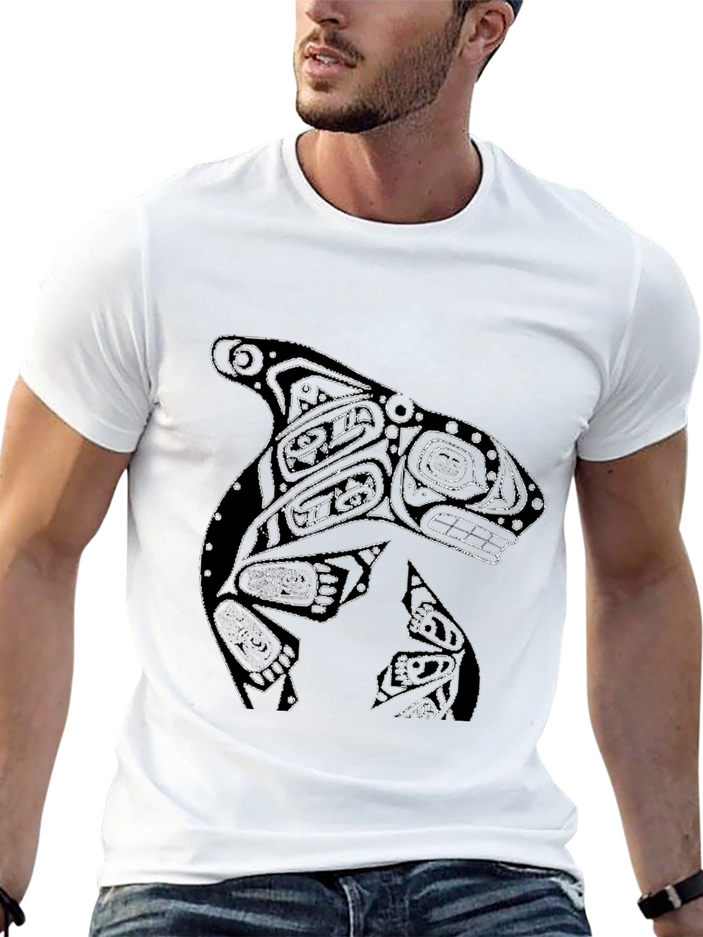 Killer Whale Graphic Tee - Black Cotton T-Shirt