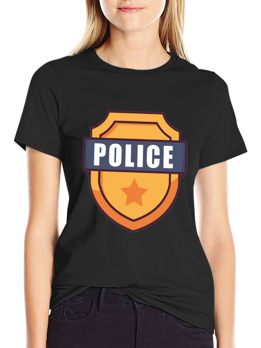 Police Badge Graphic T-Shirt - Black