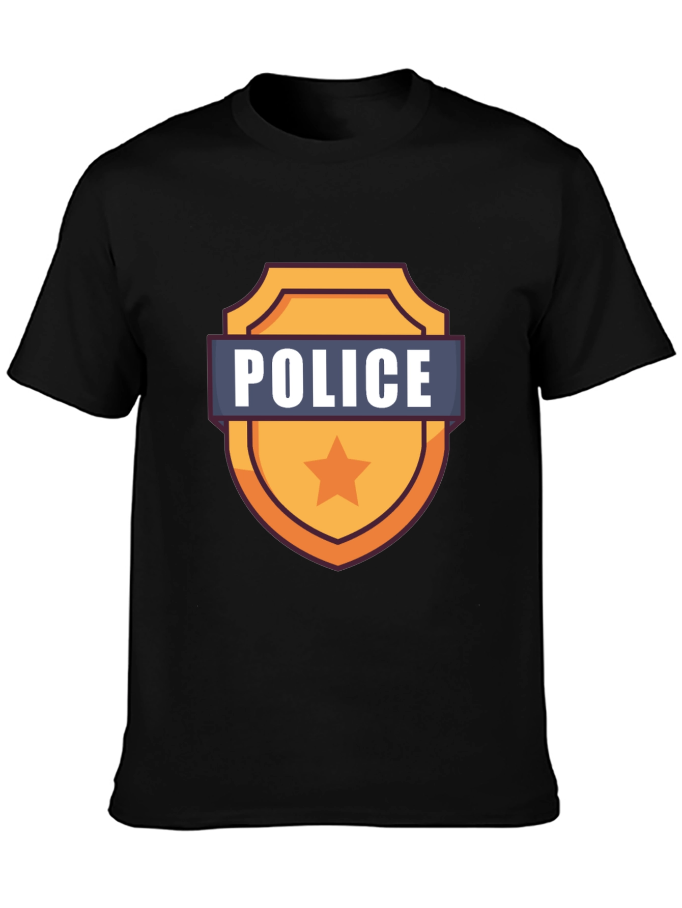 Police Badge Graphic T-Shirt - Black