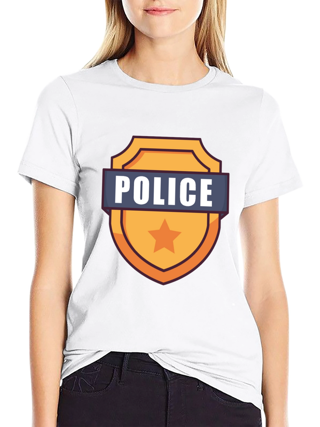 Police Badge Graphic T-Shirt - Black