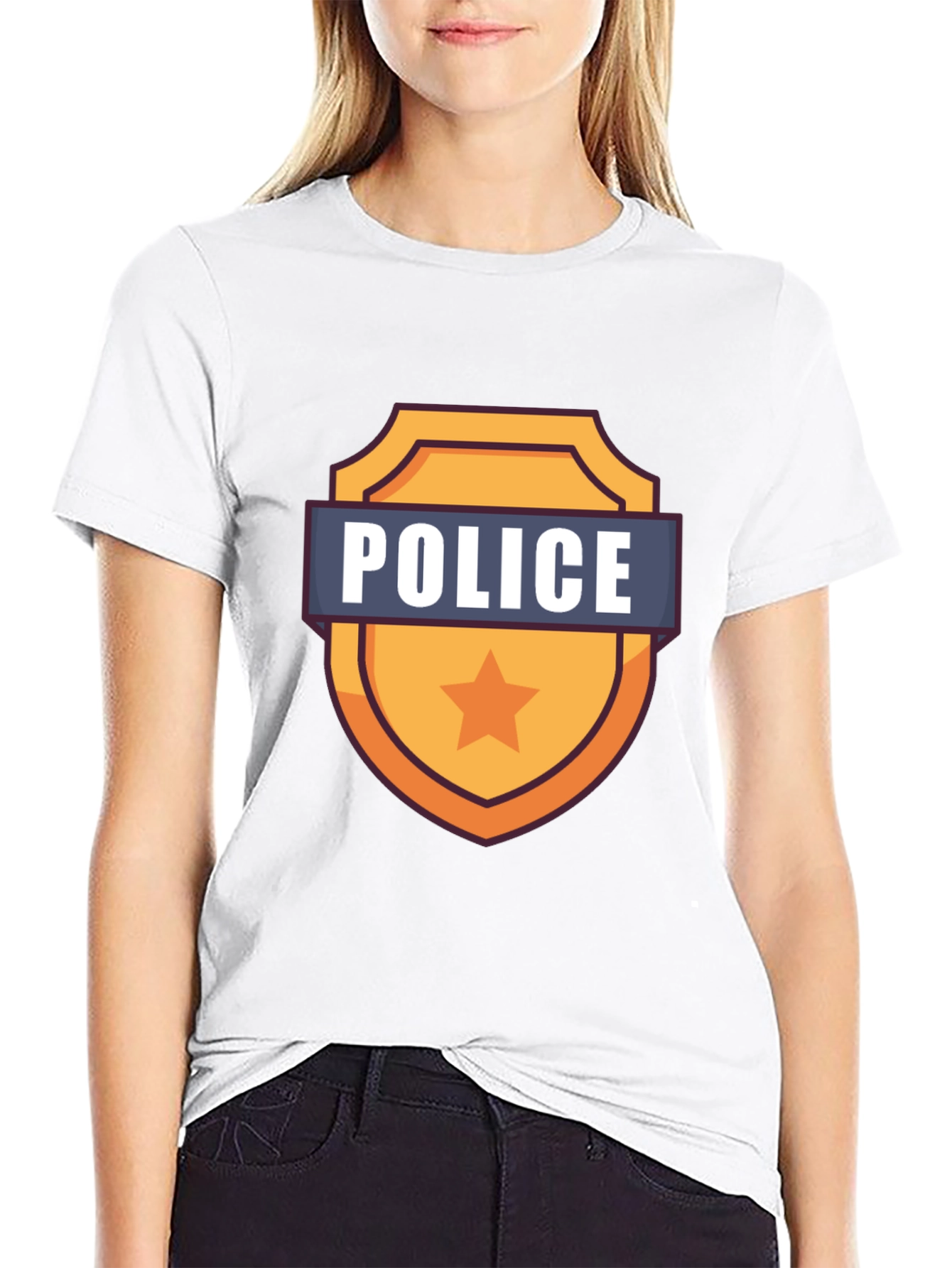 Police Badge Graphic T-Shirt - Black
