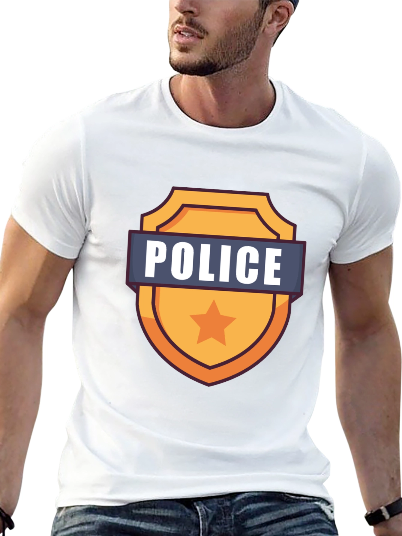 Police Badge Graphic T-Shirt - Black
