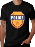 Police Badge Graphic T-Shirt - Black