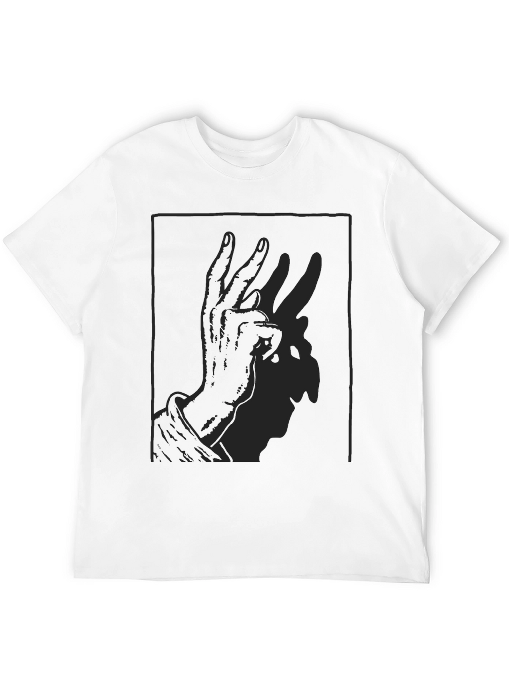 Shadow Rabbit Hand Gesture Black T-Shirt