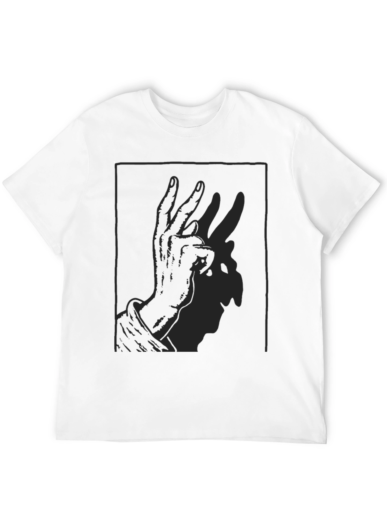 Shadow Rabbit Hand Gesture Black T-Shirt