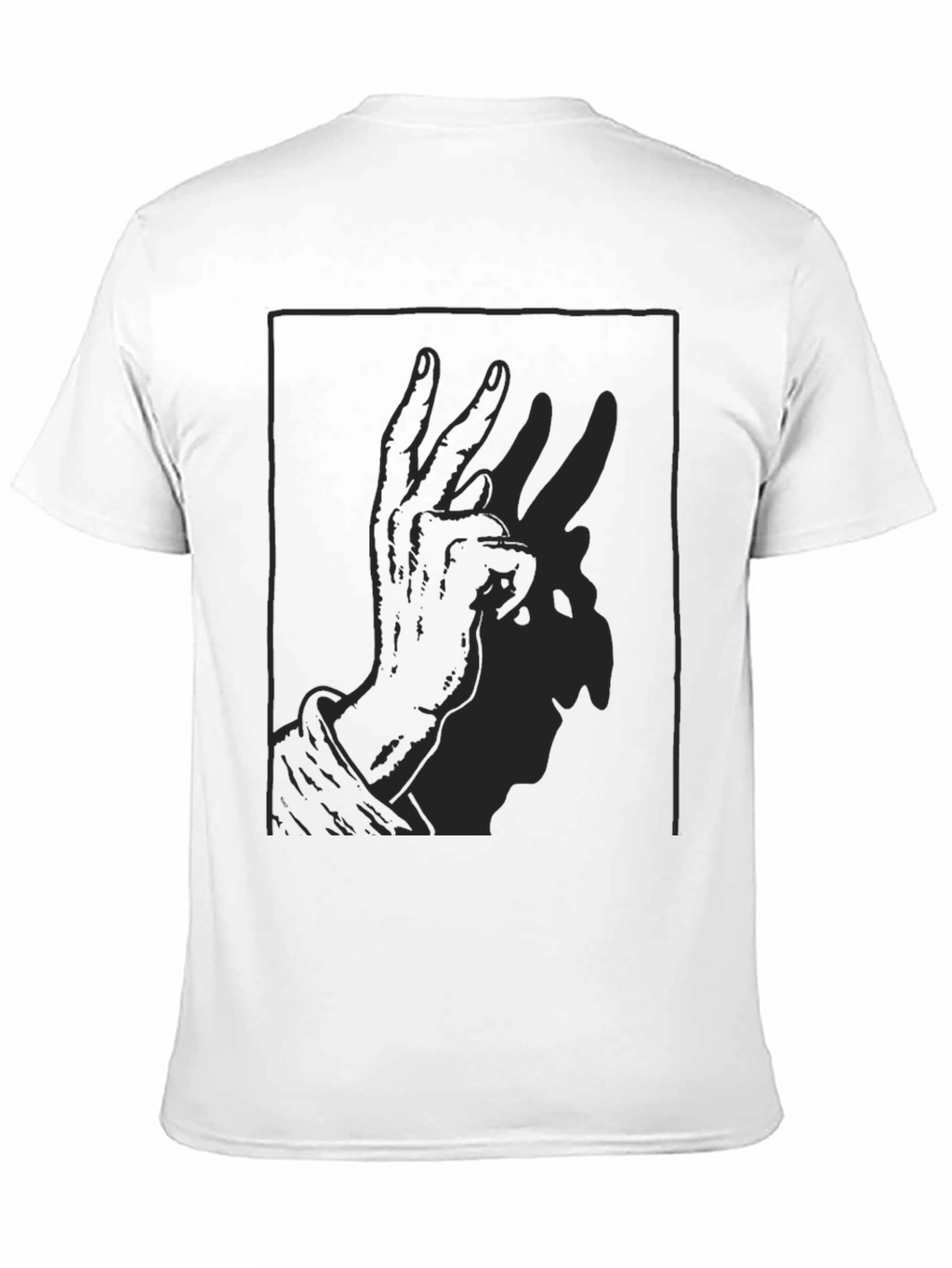 Shadow Rabbit Hand Gesture Black T-Shirt