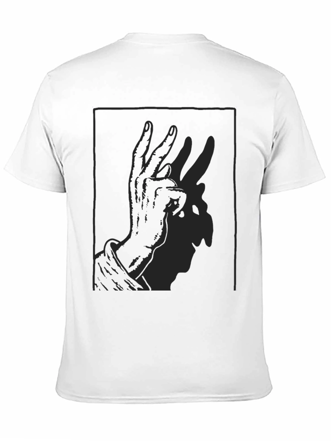 Shadow Rabbit Hand Gesture Black T-Shirt