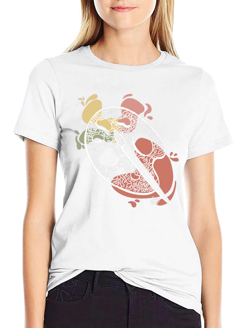 Artists Palette Graphic Tee - Black Cotton T-Shirt