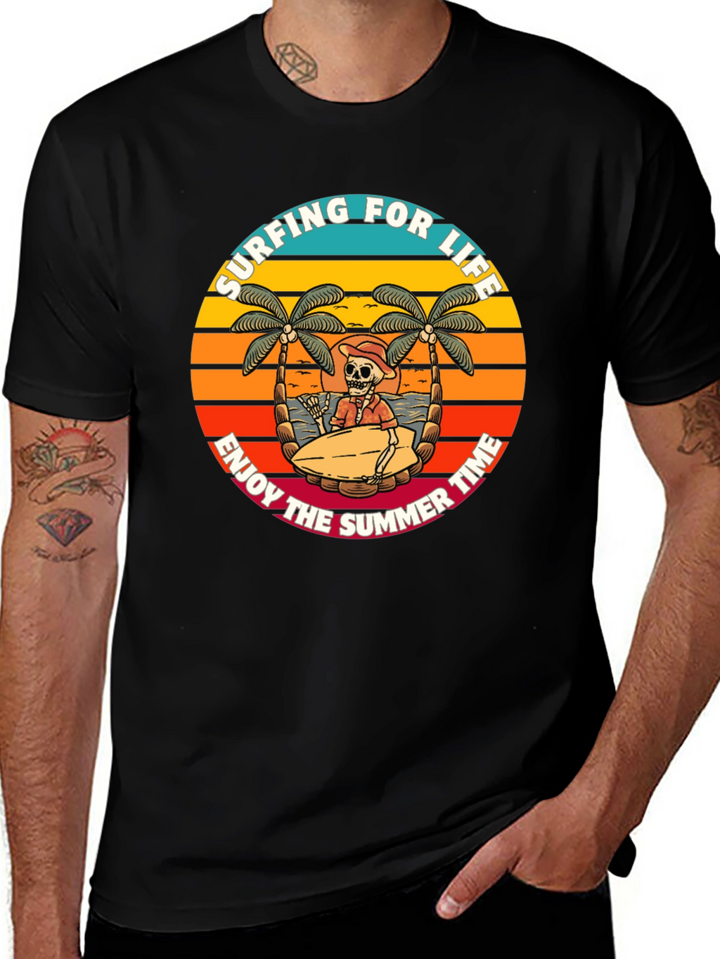 Surfing Skeleton Graphic Tee - Enjoy Summer Life