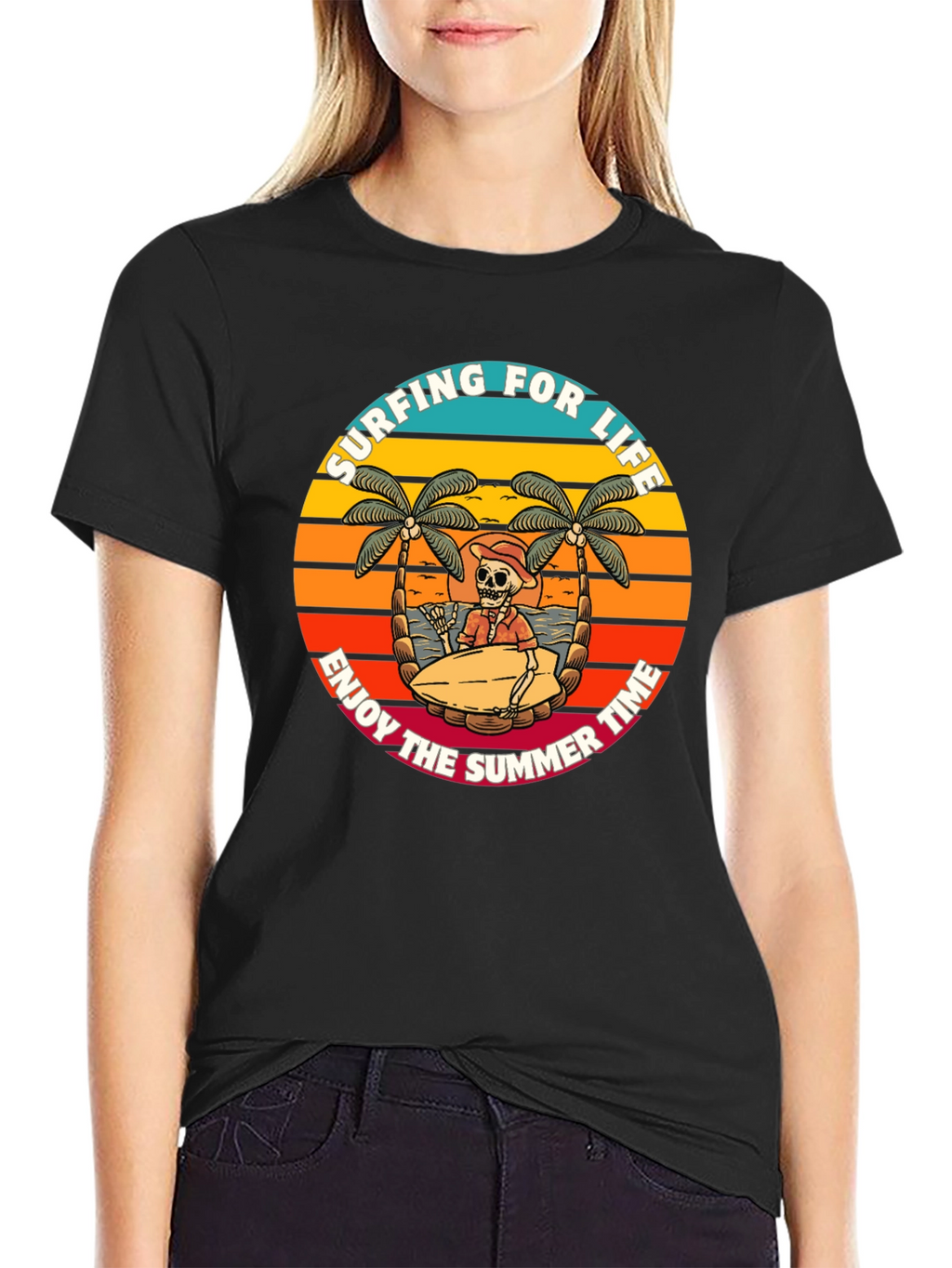 Surfing Skeleton Graphic Tee - Enjoy Summer Life