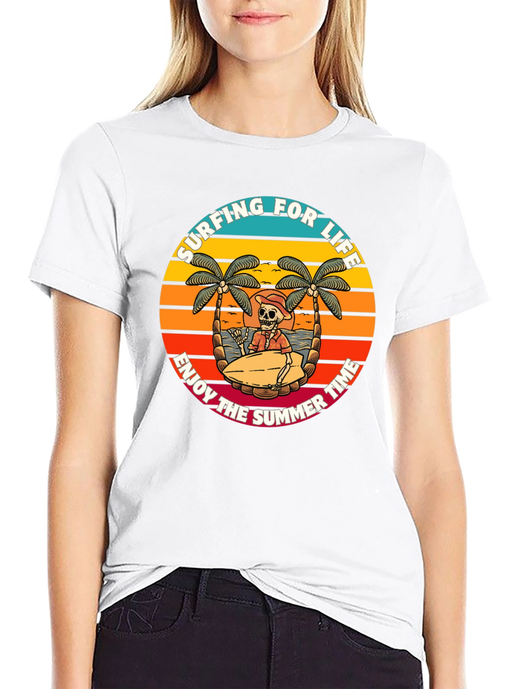 Surfing Skeleton Graphic Tee - Enjoy Summer Life