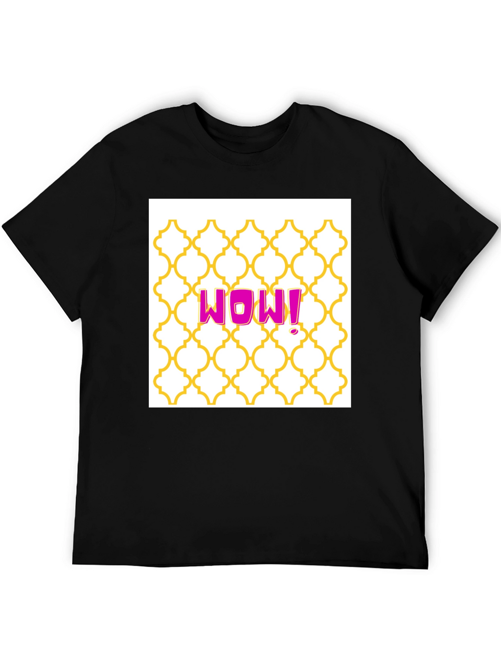 WOW! Graphic Tee - Trendy Pattern Black T-Shirt