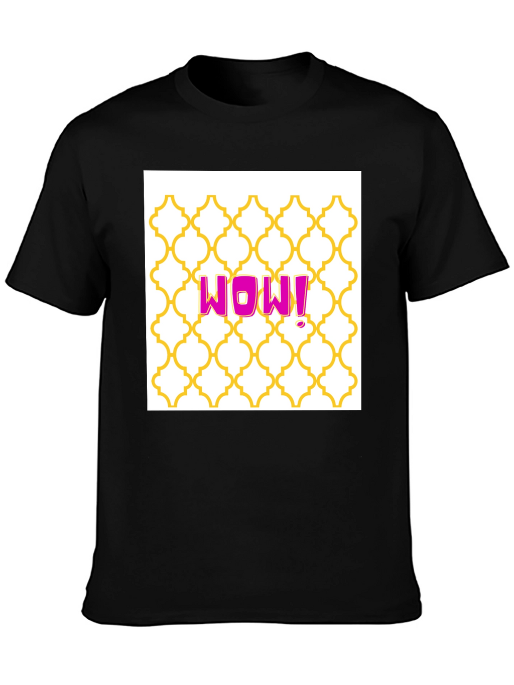 WOW! Graphic Tee - Trendy Pattern Black T-Shirt