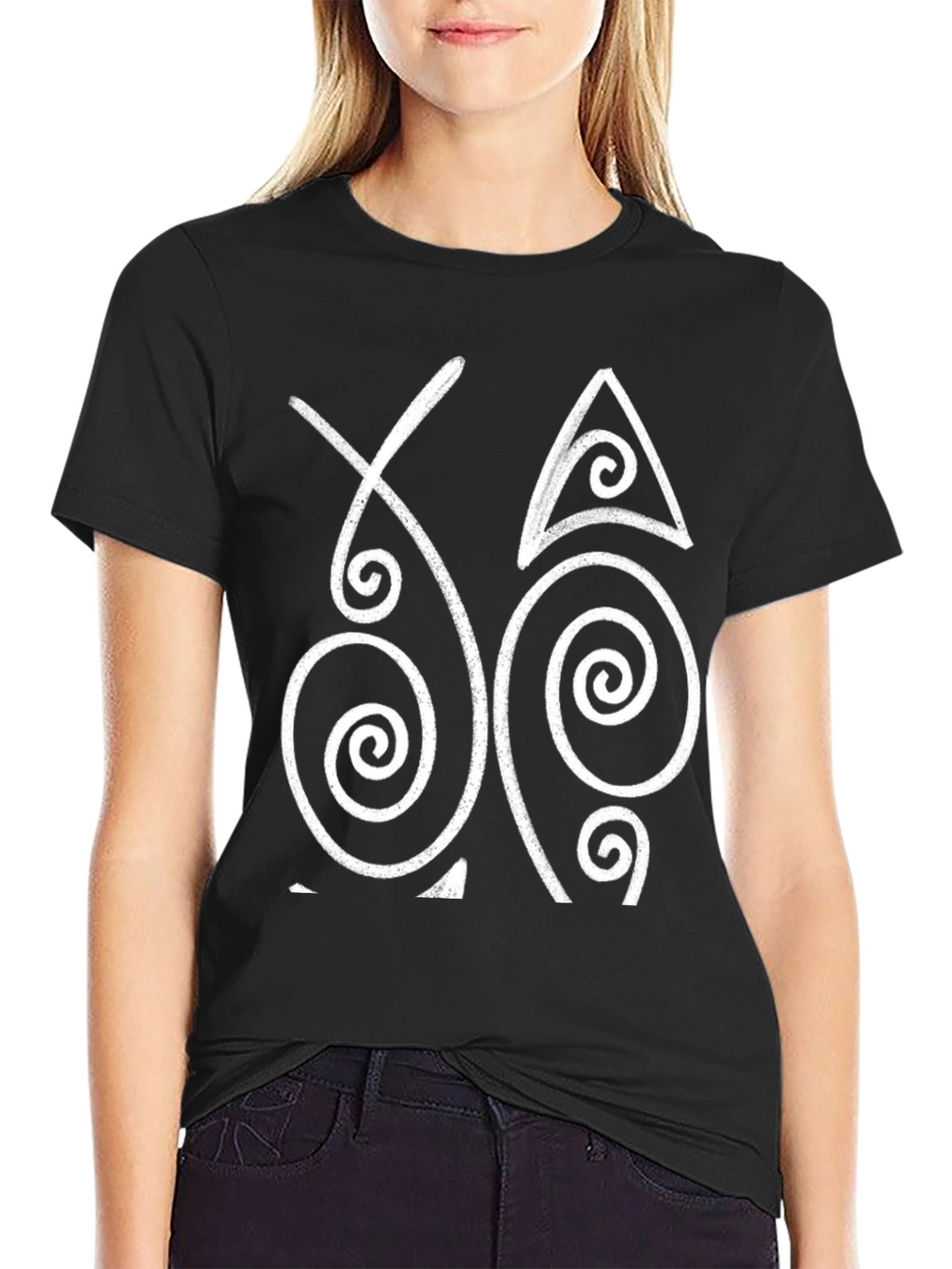 Abstract Spiral Graphic Black T-Shirt