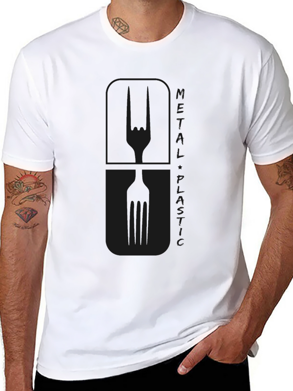 Metal Plastic Graphic Tee - Black