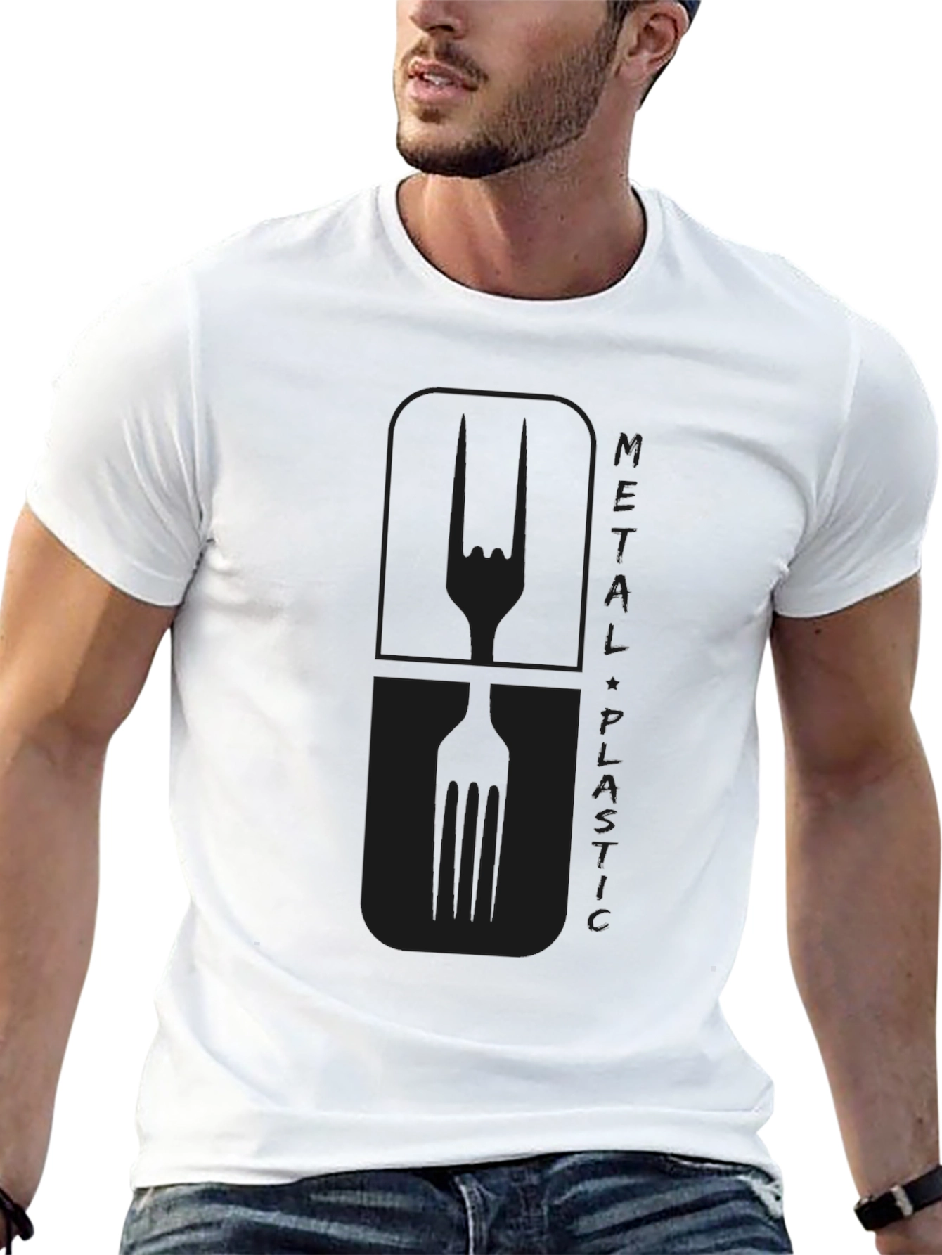Metal Plastic Graphic Tee - Black