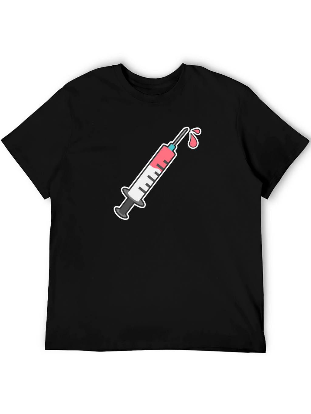 Black T-Shirt with Syringe Graphic