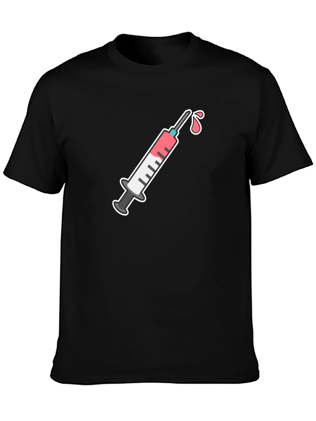 Black T-Shirt with Syringe Graphic