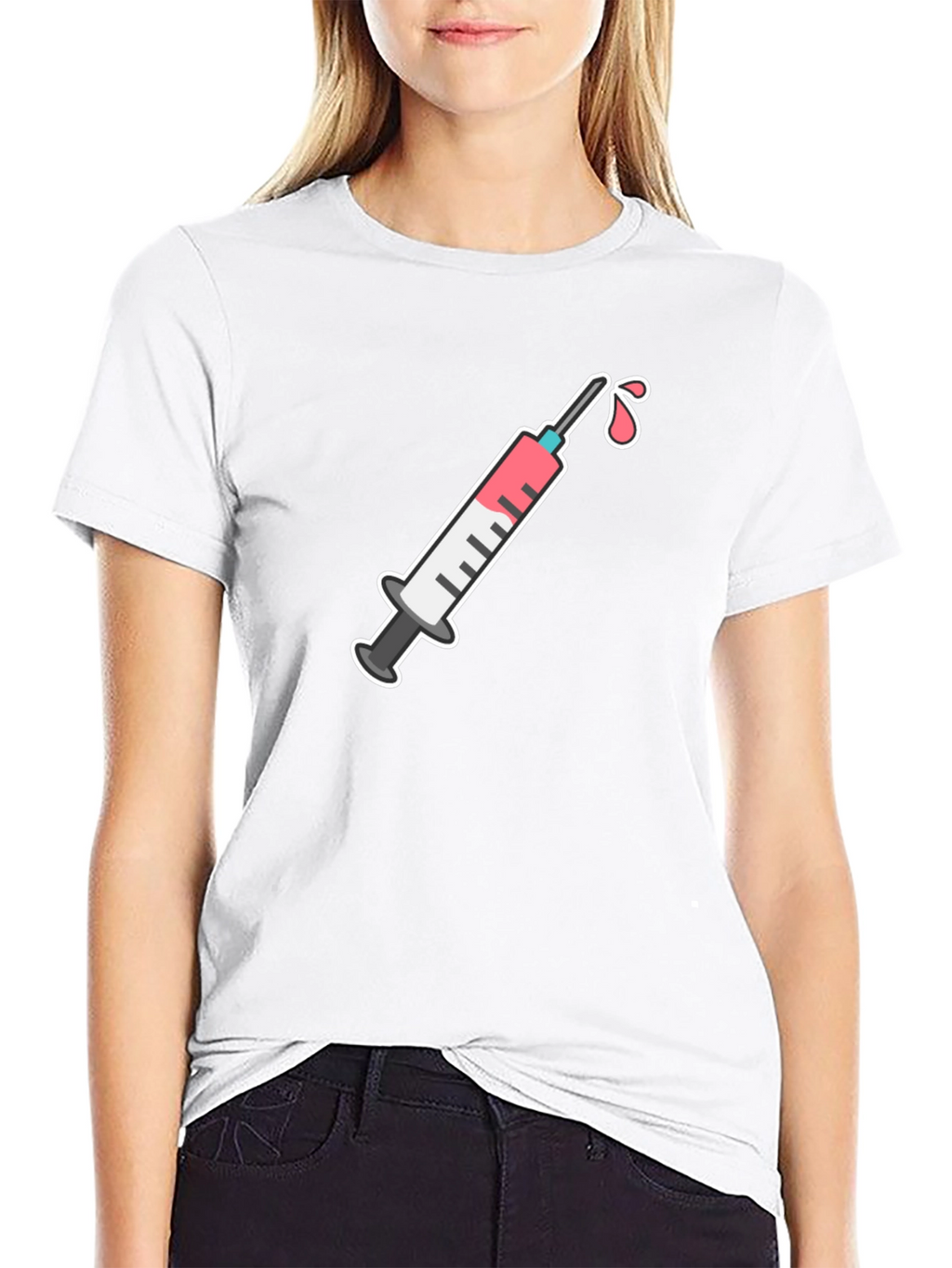 Black T-Shirt with Syringe Graphic