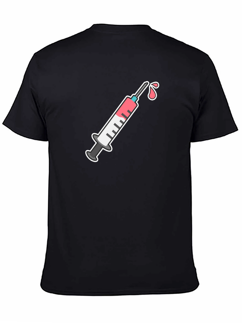 Black T-Shirt with Syringe Graphic
