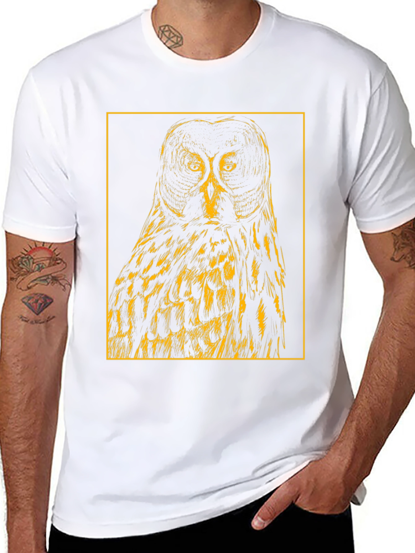 Owl Graphic Tee - Mens Black Cotton T-Shirt