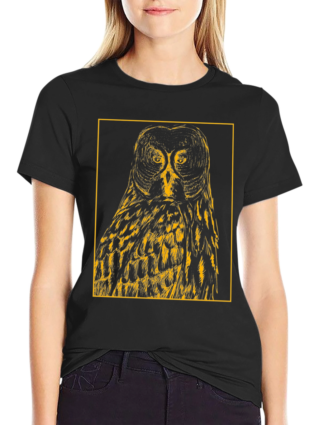Owl Graphic Tee - Mens Black Cotton T-Shirt