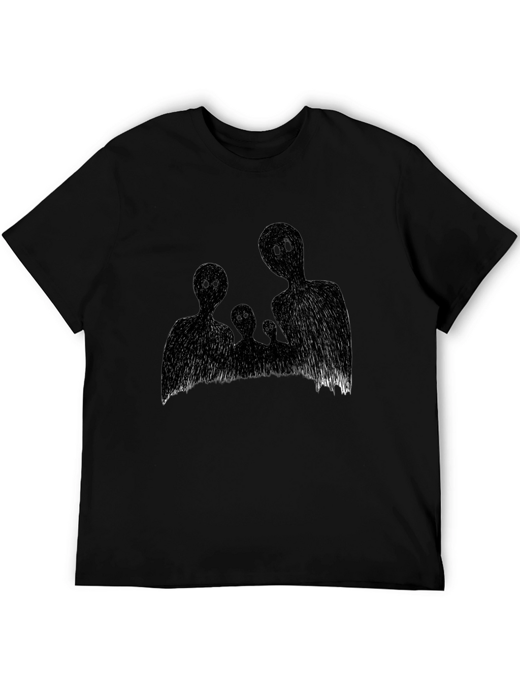 Abstract Family Graphic Black T-Shirt