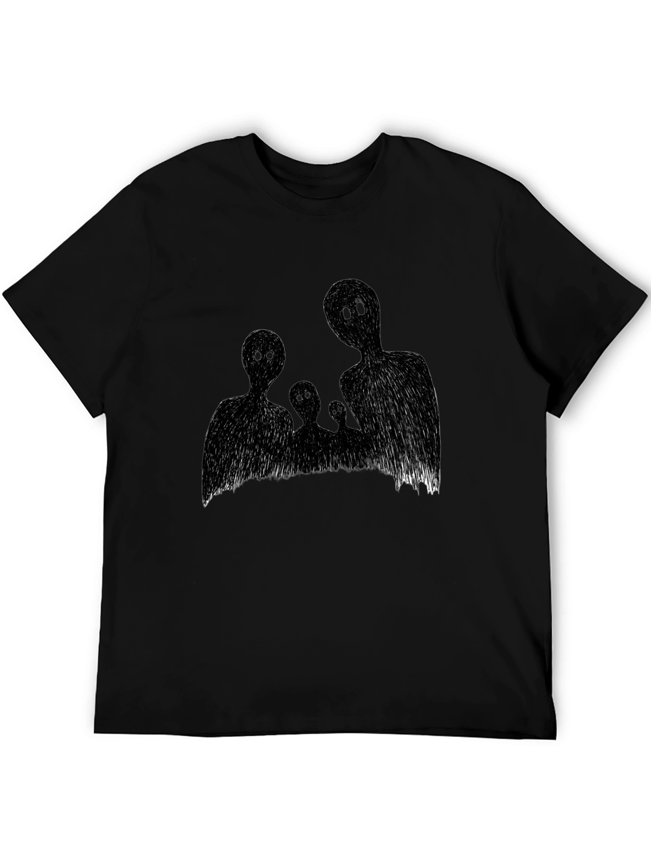 Abstract Family Graphic Black T-Shirt