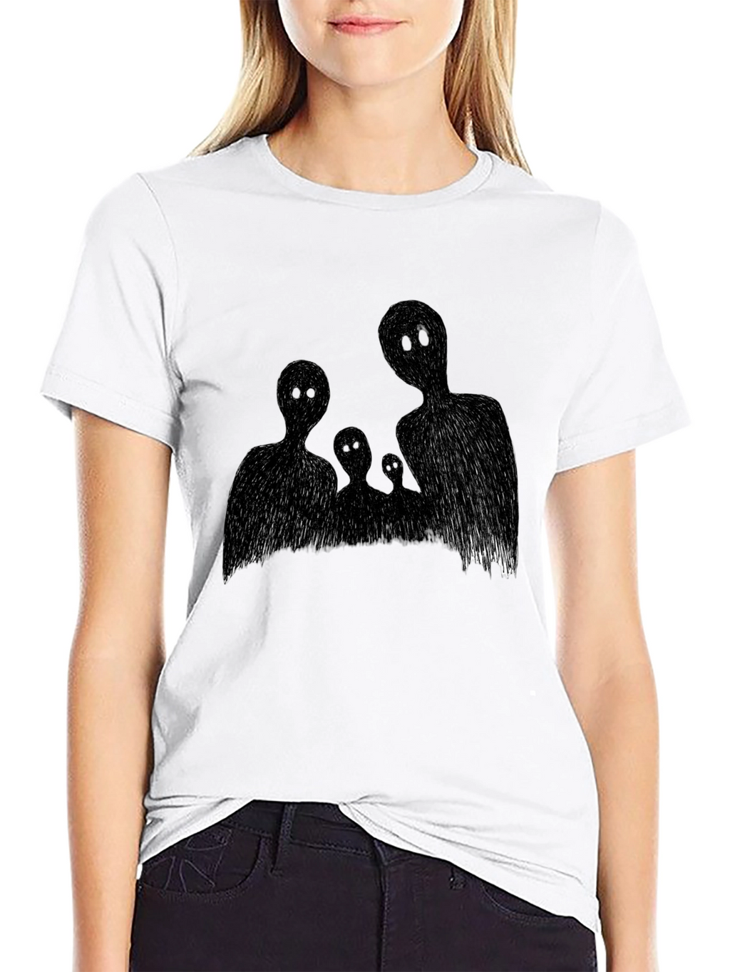 Abstract Family Graphic Black T-Shirt