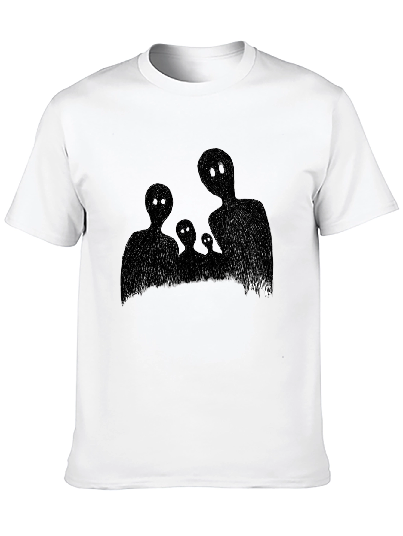 Abstract Family Graphic Black T-Shirt