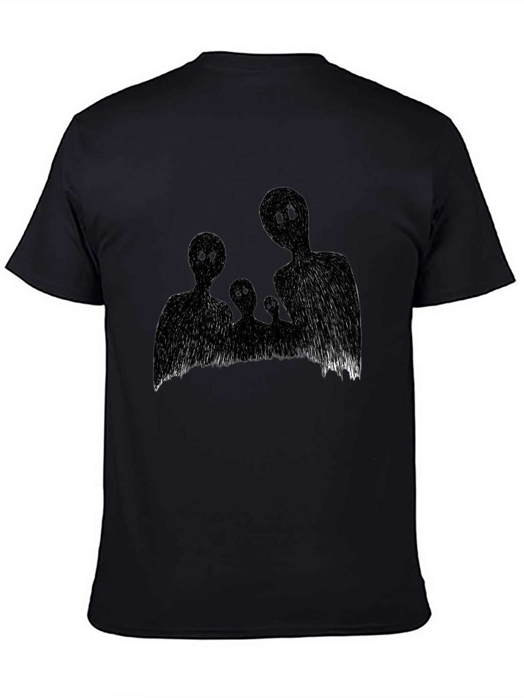 Abstract Family Graphic Black T-Shirt