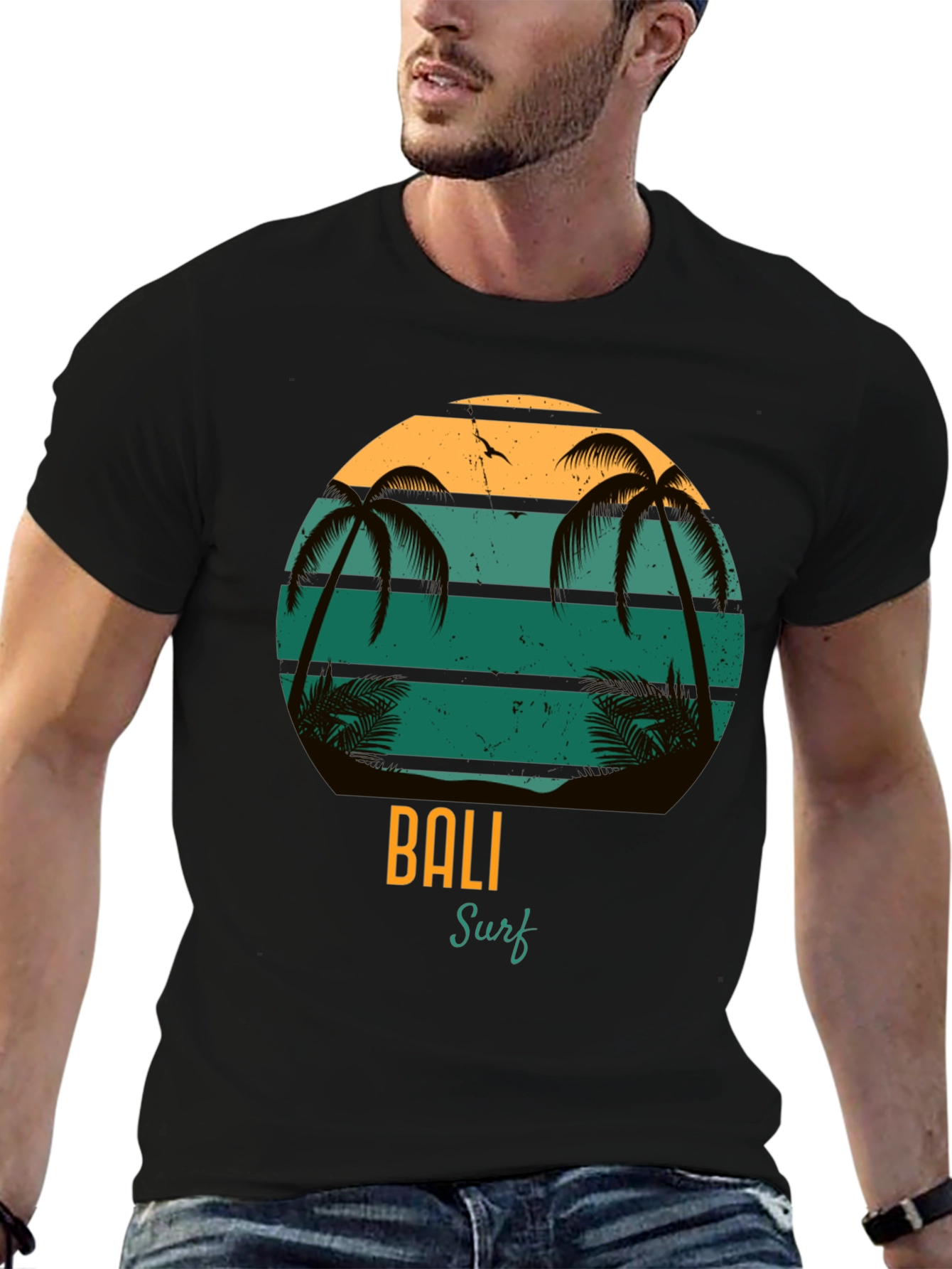 Bali Surf Graphic T-Shirt - Tropical Beach Design