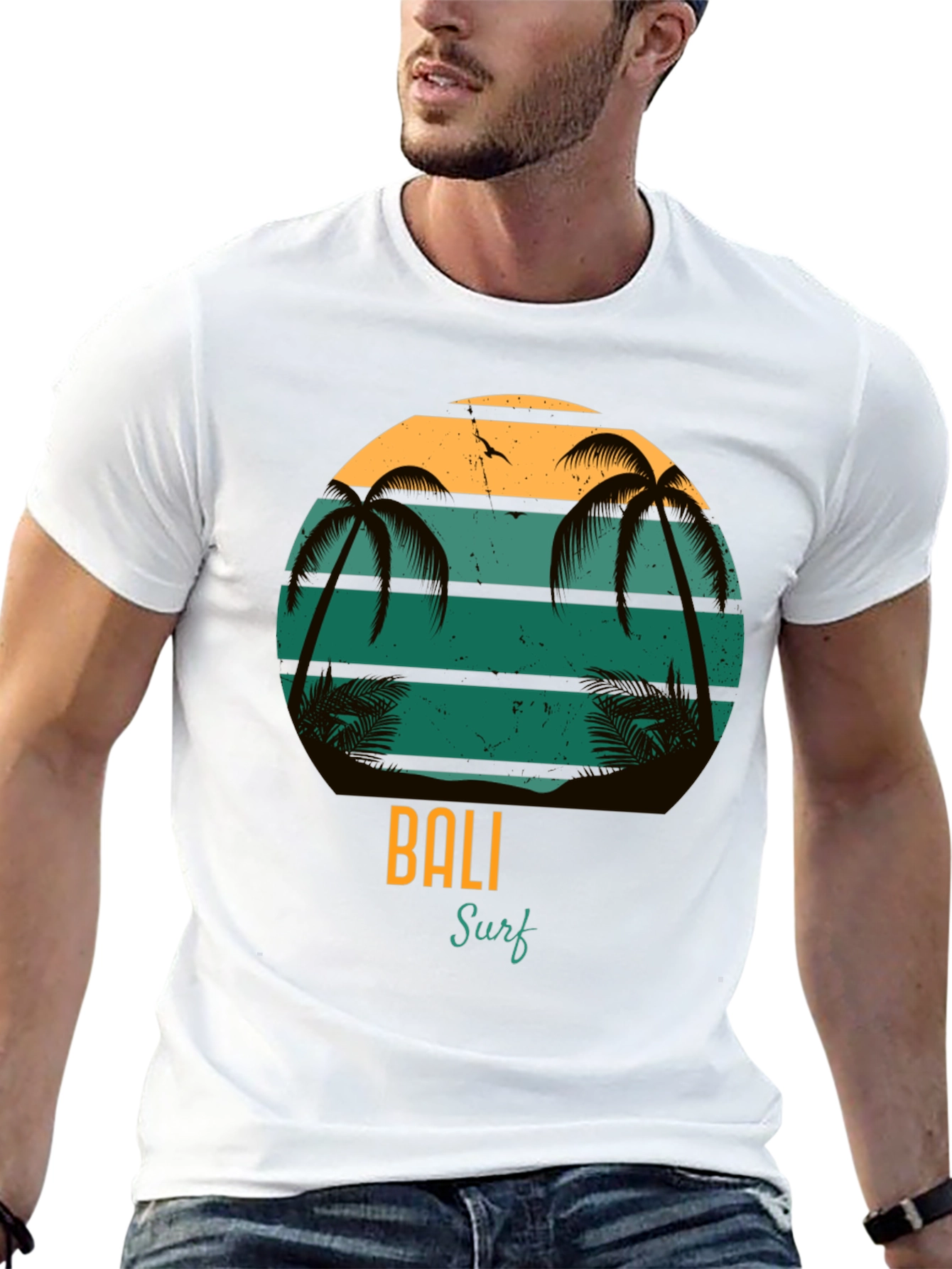 Bali Surf Graphic T-Shirt - Tropical Beach Design