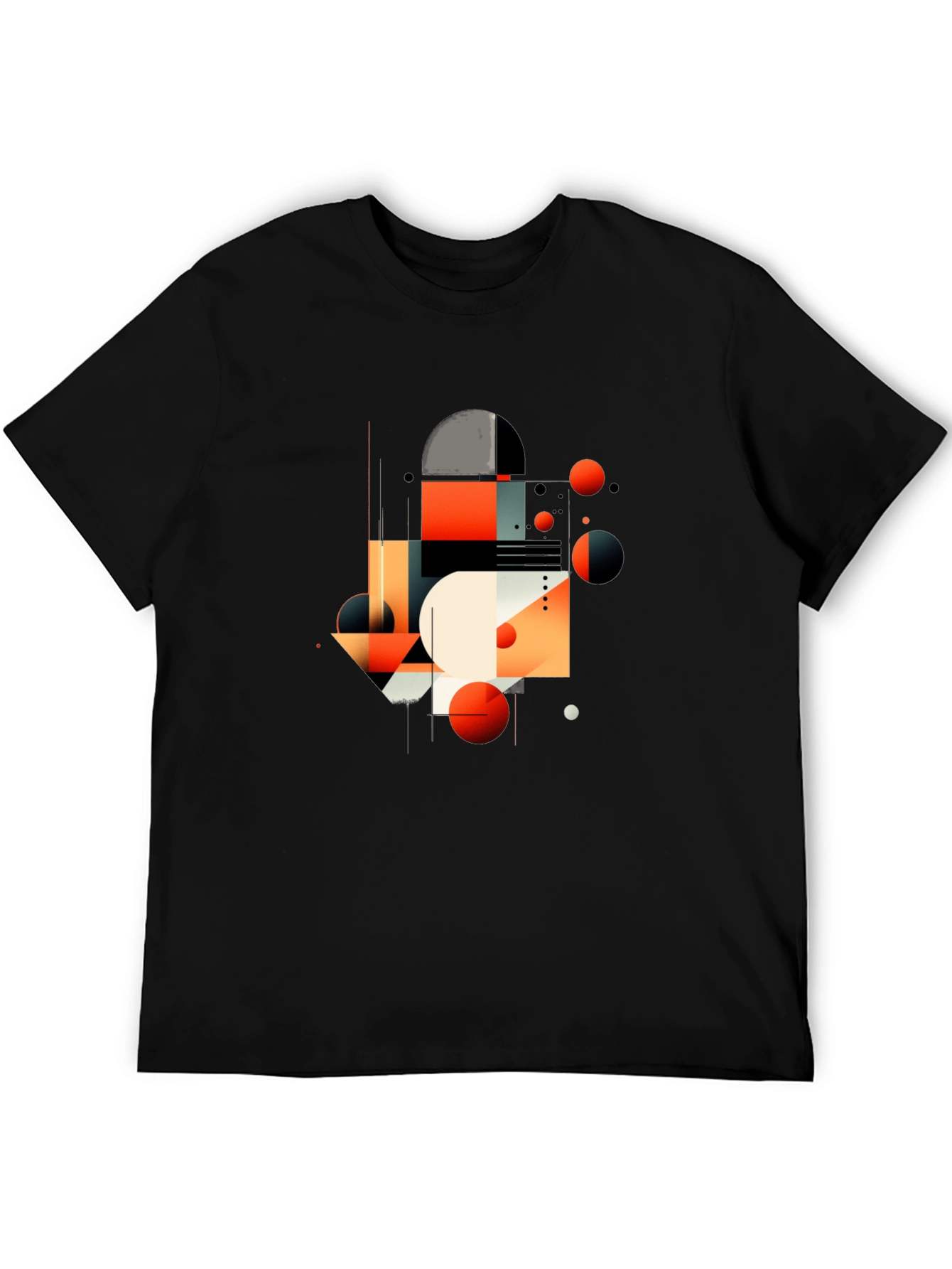 Abstract Geometric Graphic Black T-Shirt
