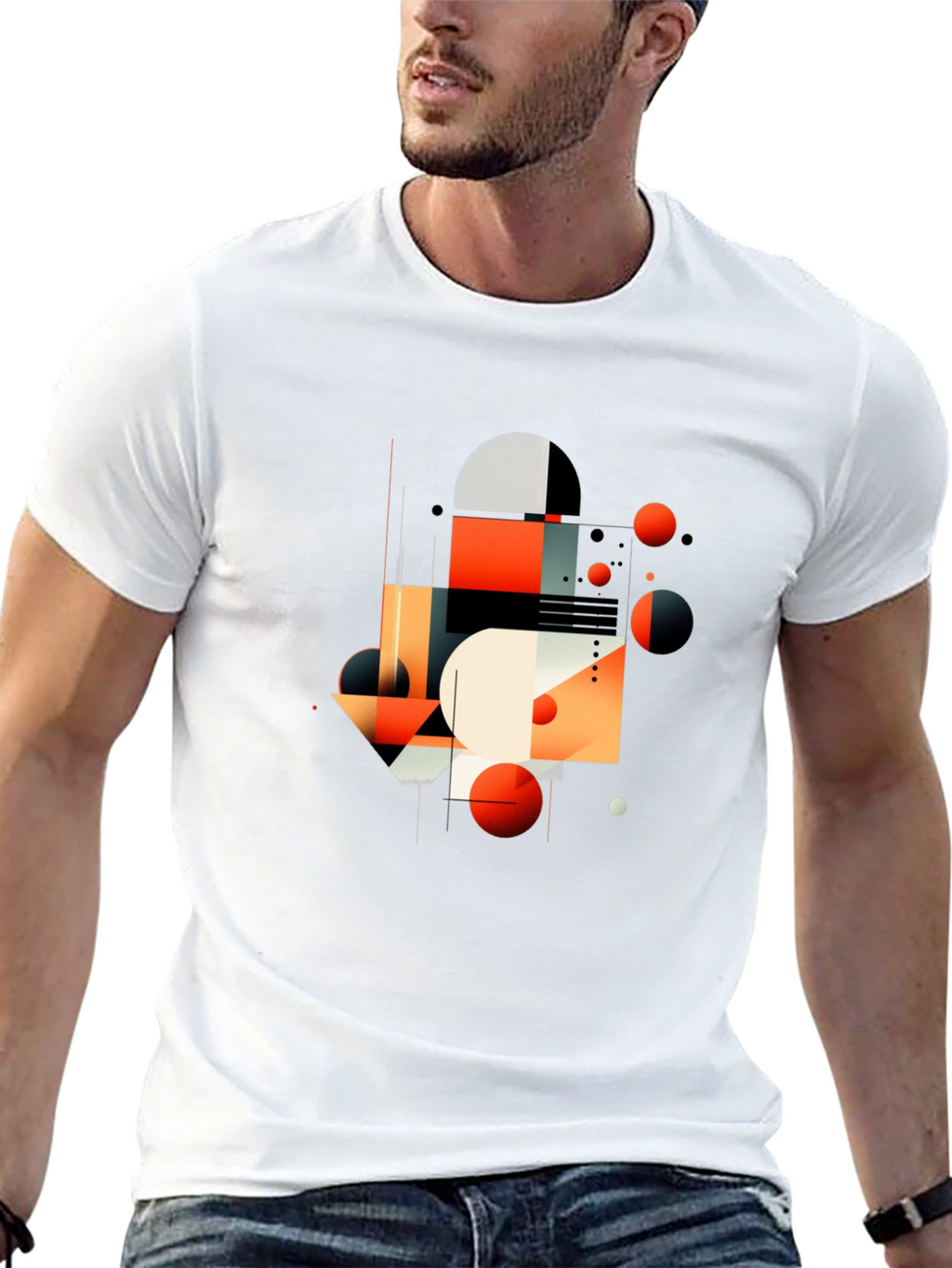 Abstract Geometric Graphic Black T-Shirt