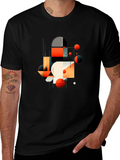 Abstract Geometric Graphic Black T-Shirt