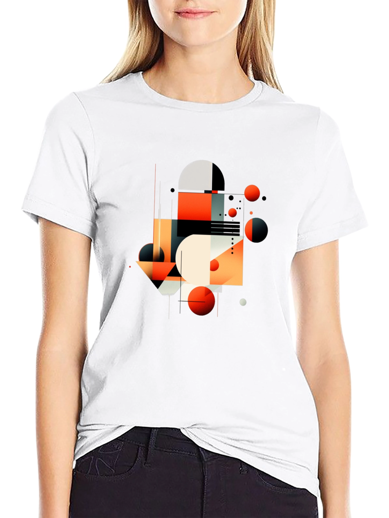 Abstract Geometric Graphic Black T-Shirt