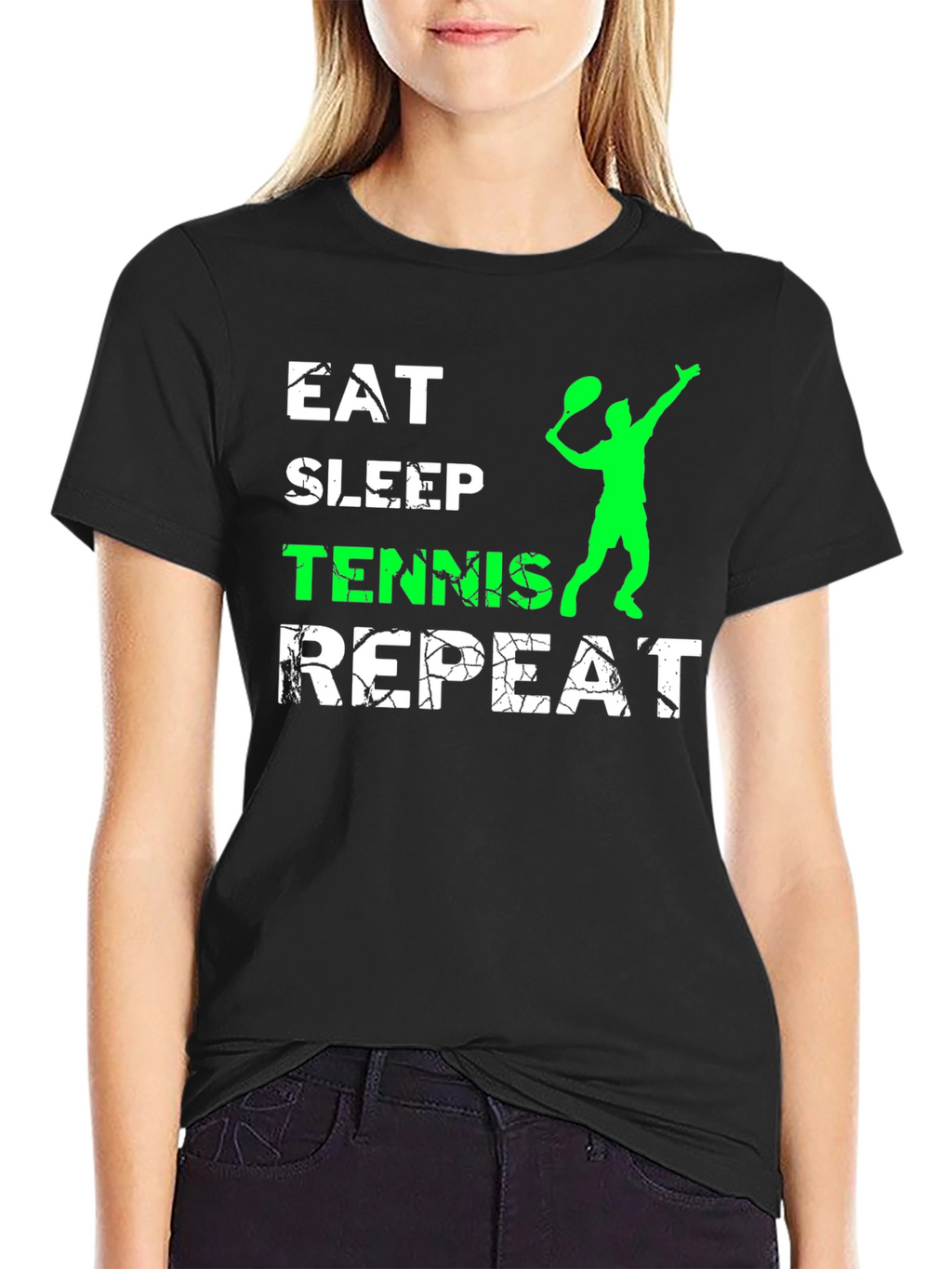 Eat Sleep Tennis Repeat Black T-Shirt